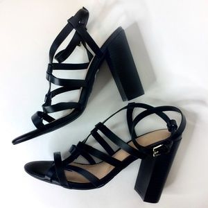 NWOT Cato Black Strappy 4.5" Sandal Heels 8